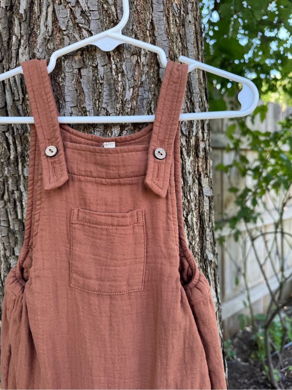 NEVER WORN. No tags. Quincy Mae Rust Brown Baby Overalls Bodysuit